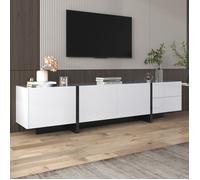 Nouveau meuble TV Premium sense, panneau bas, avec pieds épelés blancs et noirs lisses, avec portes et tiroirs, porte avec étagère