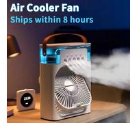 Nouveau mini-refroidisseur d'air 3 en 1, ventilateur portable, climatiseur, humidificateur avec lumière LED nocturne, vitesse du vent réglable, ventilateur de bureau black