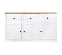 NOUVEAU Placard de rangement - Buffet de Cuisine - Armoire Bas vitrine - blanc - 135x40x80cm Pin solide Gamme Panama""67911""