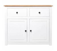 NOUVEAU Placard de rangement - Buffet de Cuisine - Armoire Bas vitrine - blanc - 93x40x80cm Pin Gamme Panama""54652""