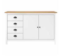 NOUVEAU Placard de rangement - Buffet de Cuisine - Armoire Bas vitrine - Hill - blanc - 130x40x80cm - Bois de pin solide""64221""