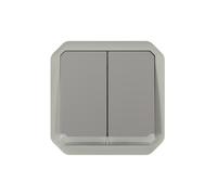 LEGRAND, Plexo New 069526L Interrupteur double pour pièces humides/double bouton-poussoir + bouton-poussoir et contact inverseur, lumineux, produit co