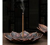 Nouveau porte-encens en alliage 1 pièce, plaque porte-encens bouddhiste en forme de lotus, brûleur d'encens en bronze Nasturtium Good Luck Incense