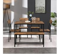 Nouveau Premium feeling table table et chaises Set de 6 cadre en acier en bois style industriel cuisine table à manger set