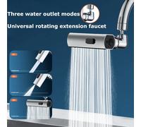 Nouveau Robinet d'extension pivotant universel à trois modes, cascade de cuisine, buse anti-éclaboussures, évier multifonction silver