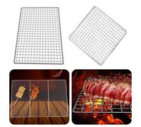 Nouveau Supports de gril en acier inoxydable, filet de gril antiadhésif réutilisable, filet de grille rôtie carrée 30x30cm