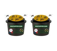 NOUVEAUTÉ 2025 - Ciao Mosquito® Lot de 2 Pièges Anti Moustiques avec Récipient - Flotteur + Filet + 2 Disques Jaunes - Écologique, Naturel, Jardin, Terrasse, Balcon, Moustique Tigre & Larves