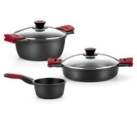 Nouveauté BRA | Batterie de 5 pièces en fonte d'aluminium avec revêtement antiadhésif, adaptée à tous les types de cuisinières, y compris à l'induction