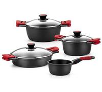 Nouveauté BRA | Batterie de 7 pièces en fonte d'aluminium avec revêtement antiadhésif, adaptée à tous les types de cuisinières, y compris les cuisinières à induction