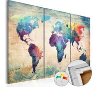 Nouveauté ! Tableaux en toile Tableau en liège 90 x 60 cm - CARTE DU MONDE PAYS VOYAGE k-A-0049-p-a