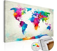Nouveauté ! Tableaux en toile Tableau en liège 90 x 60 cm - CARTE DU MONDE PAYS VOYAGE k-A-0055-p-a