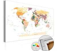 Nouveauté Tableaux en toile Tableau en liège 90 x 60 cm - CARTE DU MONDE PAYS VOYAGE k-B-0010-p-b