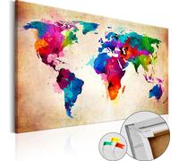 Nouveauté Tableaux en toile Tableau en liège 90 x 60 cm - CARTE DU MONDE PAYS VOYAGE k-C-0038-p-a