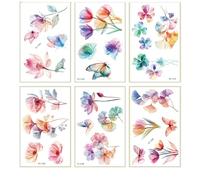 Nouveaux Autocollants De Tatouage Frais De Petite Fleur D'Aquarelle Chinoise Au Dos De La Clavicule De La Main Autocollants De Tatouage Européens Et Américains B:120 * 76mm A0072