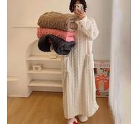 Nouveaux pyjamas grande taille d'hiver, peignoir en polaire corail chaud, peignoir long multicolore à col rond, nouvelle tenue d'intérieur pour femmes automne/hiver, peignoir en velours polaire corail