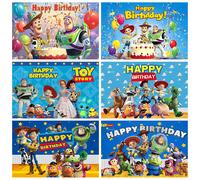 Nouvel arrière-plan Toy Story Buzz Lightyear Woody pour garçons, décorations d'anniversaire pour enfants, fournitures de fête, bannière de baby shower, affiche pour studio photo B110-17