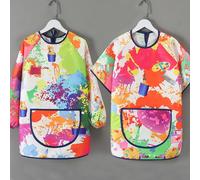 Nouvel tablier de peinture à manches courtes facile à nettoyer, imperméable, pour dessin et art, motif aléatoire, tablier de cuisine M1