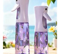 Nouvelle bouteille de spray de voyage rechargeable en PET avec motif de tulipe violette, pulvérisateur professionnel sans air à haute pression, pulvérisateur à fine brume continue sans air haute press