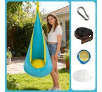 Nouvelle chaise suspendue pliable en tissu de style européen & américain avec coussin gonflable, chaise à bascule portable convenant pour l'intérieur/extérieur, balcon, jardin, chambre, camping, voyag
