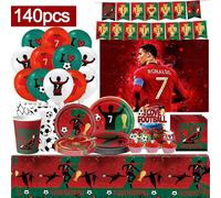 Nouvelle décoration d'anniversaire CR7, fournitures de fête sur le thème du football, cadeaux de fête sur le thème du football, nappe, assiette, gobelet en papier, toile de fond Party favor-60pcs-11