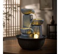 Nouvelle fontaine d'eau de bureau créative à 3 niveaux, ornement de circulation d'eau intérieure, décoration humidifiante pour chambre de bébé, salon, entrée, cadeau de pendaison de crémaillère ABS