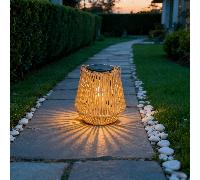 Nouvelle lanterne suspendue en rotin à énergie solaire, lumière chaude, convient pour le jardin, la terrasse, le porche, les arbres, la pelouse, l'allée Taille UniqueABS