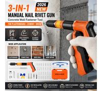Nouvelle mini-pistolet à clous en acier, pistolet à rivets portatif, dispositif de rainurage pour fil et chevilles murales, outils de fixation murale pour la maison Orange200Pcs