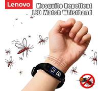 Nouvelle montre connectée anti-moustiques à ultrasons Lenovo avec écran LED, lumière dégradée colorée et écran tactile pour enfants en extérieur Black