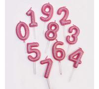 Nouvelle poudre de décoration rose 0-9 Numéros Décoration de gâteau d'anniversaire de fête de Noël 7,5,9,2,3,4,6,8,1,0Cire