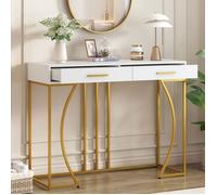 Nouvelle table de console épaissie design moderne, table de couloir avec 2 tiroirs, table d'appoint style luxe léger, table