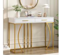 Nouvelle table de console épaissie design moderne, table de couloir avec 2 tiroirs, table d'appoint style luxe léger, table
