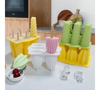 Nouvelles moules à glace en silicone à 6 cavités, pour sucettes glacées, desserts faits maison, jus de fruits, glaces, avec couvercles et bâtonnets star fruit green