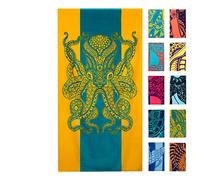 Nova Blue Serviette de Plage en Forme de Pieuvre (86,4 x 160 cm) - Couleur Orange et Bleu Sarcelle avec Motif Tropical - Serviette de Plage de Voyage en 100% Coton - Couverture aux Couleurs Vives