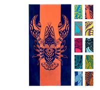 Nova Blue Serviette de Plage Homard (86,4 x 160 cm) - Serviette de Plage de Couleur Unie en 100% Coton - Grande Serviette de Plage à Rayures Corail avec Motif Tropical - Taille XL