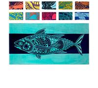 Nova Blue Serviette de Plage Motif Thon (86,4 x 160 cm) - Serviette de Plage à Rayures Bleues en Coton 100% Coton - Serviette de Piscine à séchage Rapide avec Motif Tropical - Grande Serviette de
