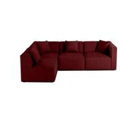 Nova - canapé modulable d'angle gauche - 5 places - en velours - Rouge