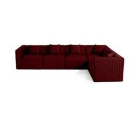 Nova - canapé modulable d'angle réversible - 6 places - en velours - Rouge