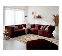Nova - canapé modulable d'angle réversible - 6 places - en velours - Rouge