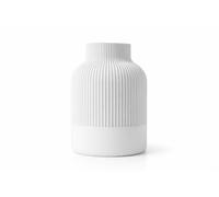 NOVA Vase décoratif moderne strié, minimaliste pour salon, table et étagère, design scandinave, décoration impression 3D, blanc, 16 cm