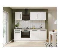 NOVACOOL - Bloc cuisine complète - Blanc mat / Gris - 220 x 60 x 204 cm - Plan de travail inclus