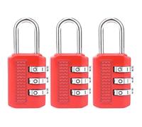 NOVAGO 3 Cadenas à Combinaison Rouge -Cadenas Métal Résistant Sécurité 3 Chiffres Réglable pour Valise, Casier, Sac de Sport, Voyage