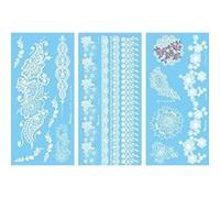 NOVAGO 3 Planches de 20x10 cm de Tatouages éphémères Blancs motifs variés G
