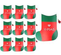 NOVAGO- Lot de 10 mini chaussettes Noel mini petites boites à cadeau/bijoux/bonbons/dragées en carton papier (Multicolore 8)