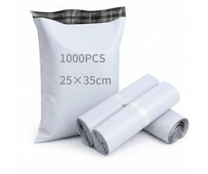 NOVAGO Lot de 1000 Sacs d'Expédition 25 x 35 cm - Enveloppes Plastique Épaisses Opaques Auto-Adhésives Inviolables et Résistantes