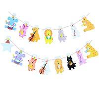 NOVAGO-Lot de 2 ensembles de guirlandes fanion de fêtes en carton papier rigide pour décoration anniversaire/baptême/Nouvel an... (Animaux)
