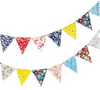 NOVAGO-Lot de 2 ensembles de guirlandes fanion de fêtes en carton papier rigide pour décoration anniversaire/baptême/Nouvel an... (FLeur)