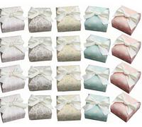 NOVAGO- Lot de 20 mini petites boites à cadeau/bijoux/bonbons/dragées en carton papier avec les motifs