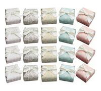 NOVAGO - Lot de 20 mini petites boites à Rayure bleu pour cadeau/bijoux/bonbons/dragées en carton papier avec les motifs