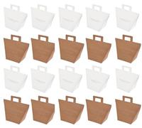 NOVAGO- Lot de 20 mini petits Sacs/pochettes/Boite à cadeau en papier avec les motifs (Blanc Marron) Marron G