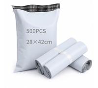 NOVAGO Lot de 500 Sacs d'Expédition 28 x 42 cm - Enveloppes Plastique Épaisses Opaques Auto-Adhésives Inviolables et Résistantes